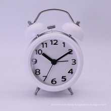 White Table Alarm Clock Bedroom Twin Bell Alarm Clock